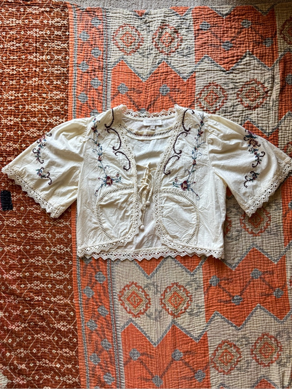 JENNIFER & GRACE - Cream Bolero Embroidered Top